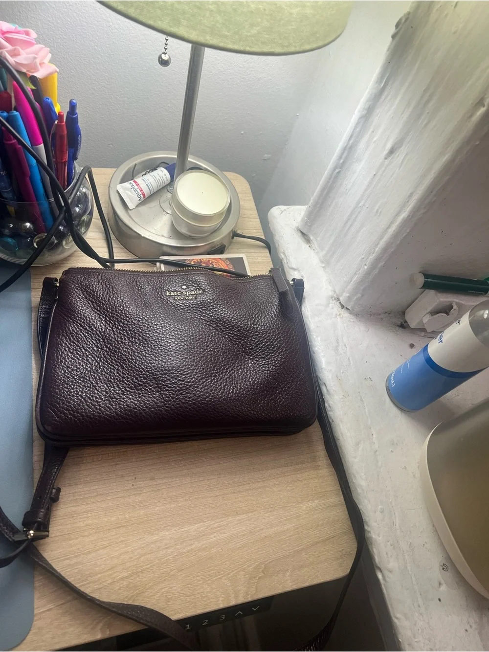 kate spade Pebbled Leather Crossbody in Dark Brown